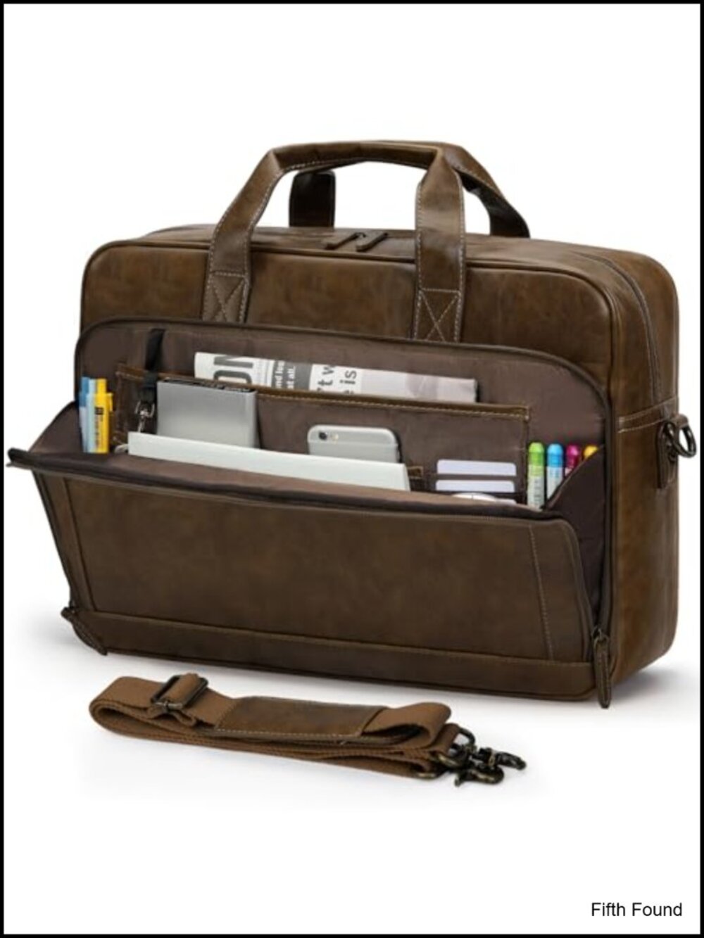 Mens PU Leather Laptop Messenger Bag 16 Inch Vintage Briefcase